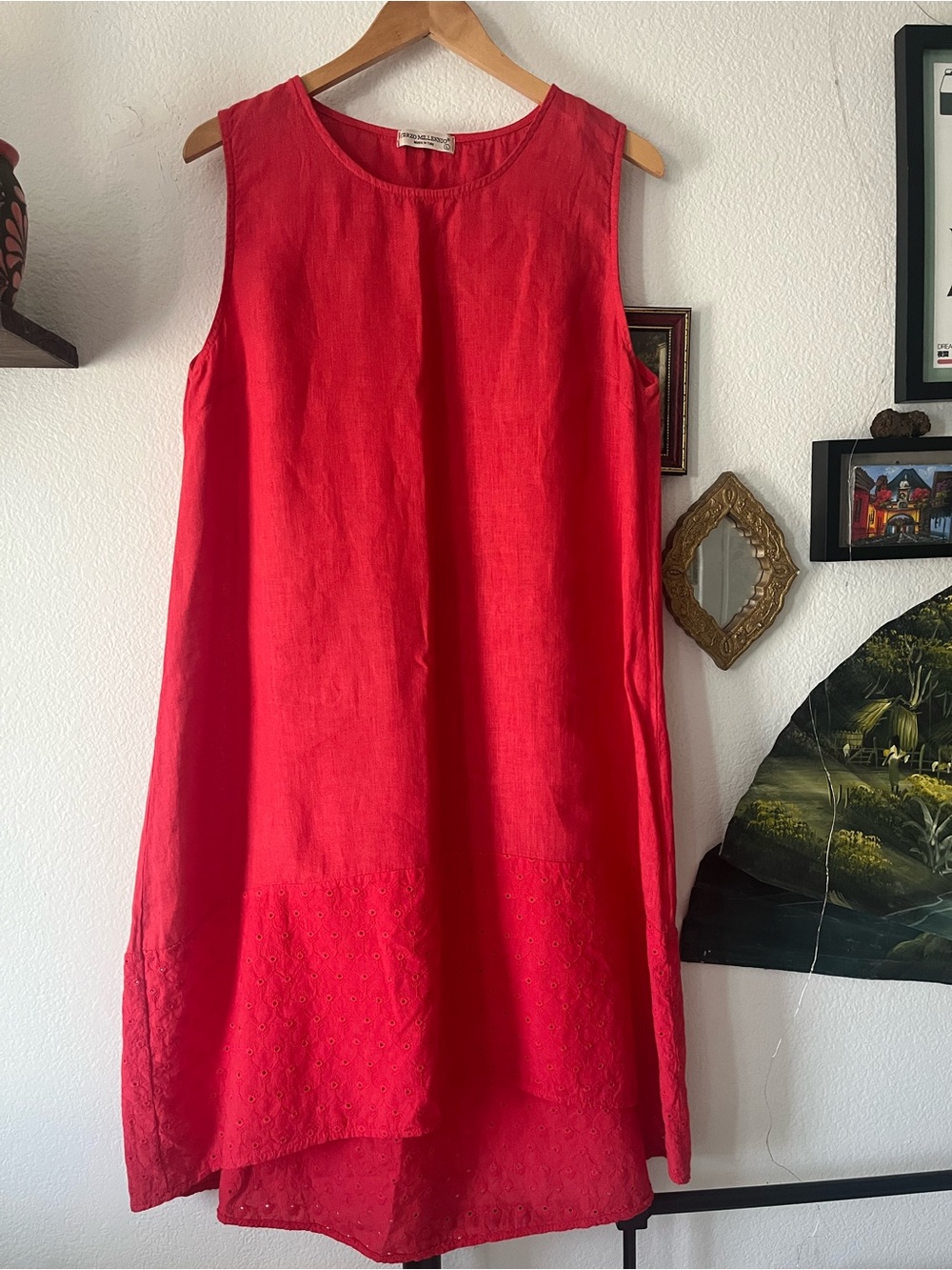 Terzo Millennio 100% Linen Dress w/ Eyelet Hem Detail - Made in Italy